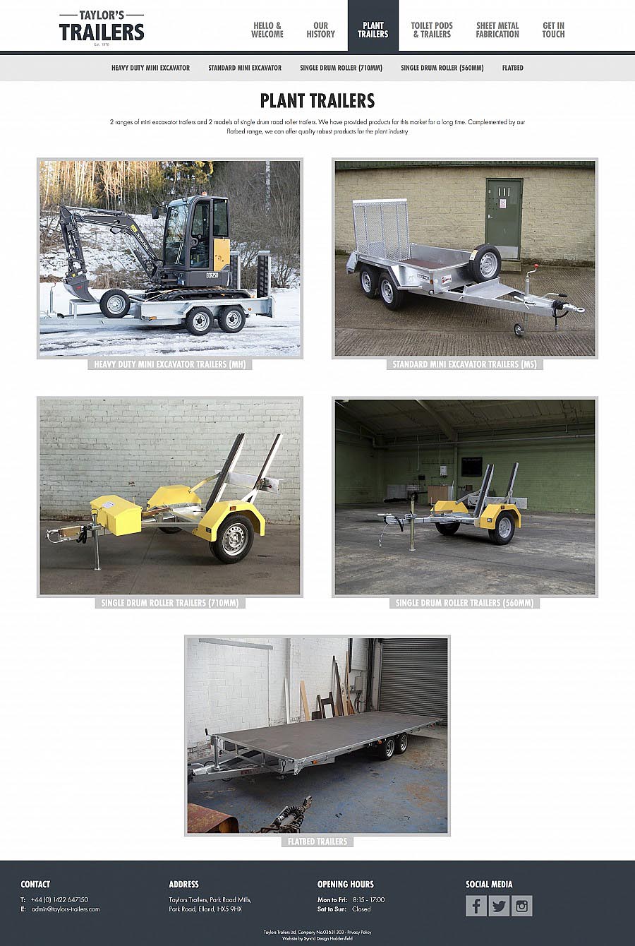 Taylors Trailers Products Page